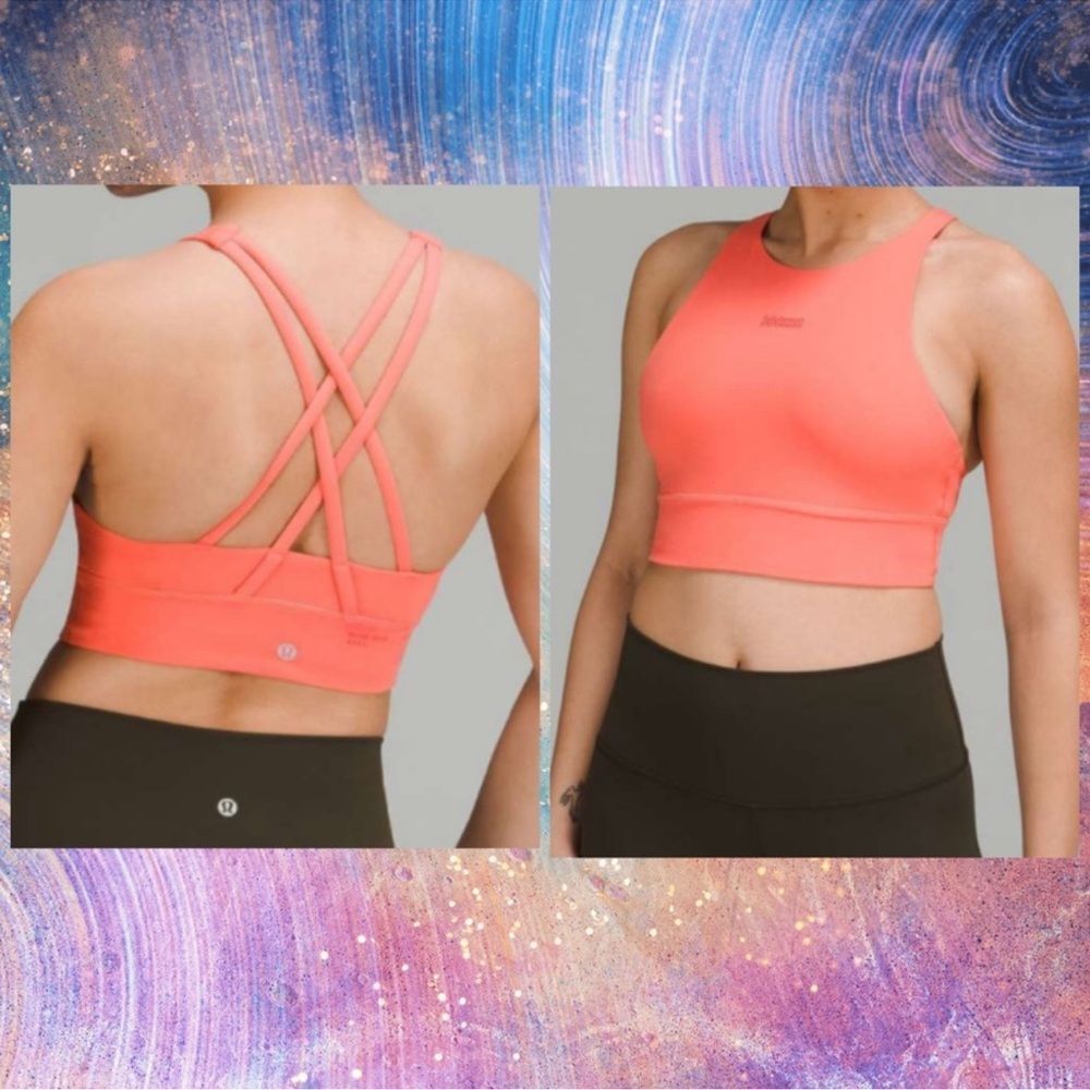Lululemon Energy High-Neck Longline B–D Cups Raspberry Cream LOGO Size 12 NWT - Picture 1 of 7